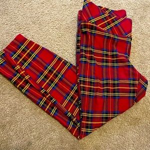 Never worn Torrid red plaid skinny pants